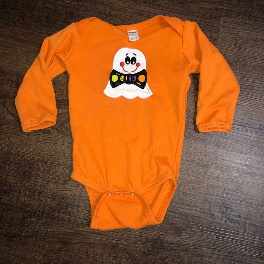 Baby Ghost Onesie Orange Infant Shirt Costume 6-12M